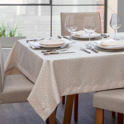 toalha de mesa firenza branca e dourada